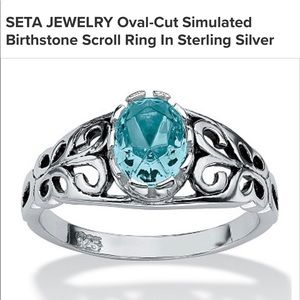 SETA Oval-cut Blue Topaz (December) sterling silver ring size 10